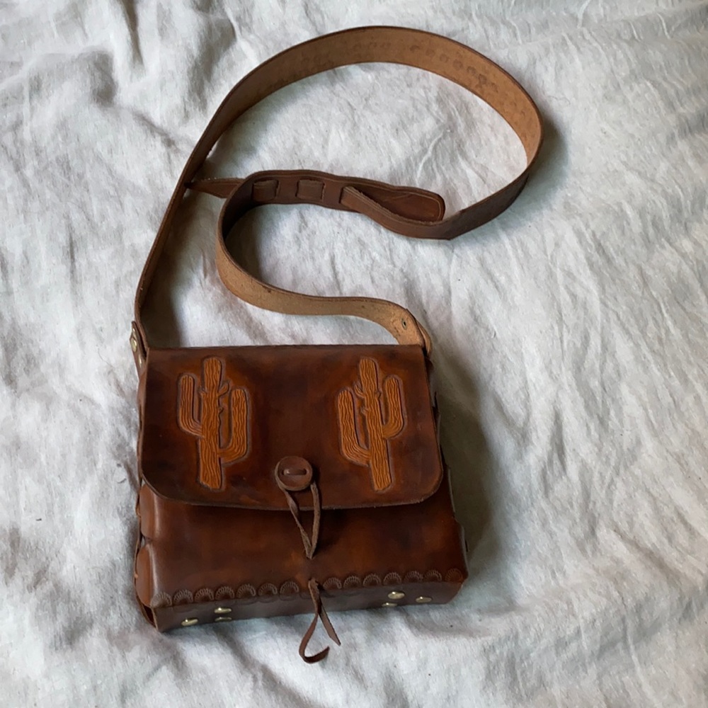 Hand-made leather satchel / purse